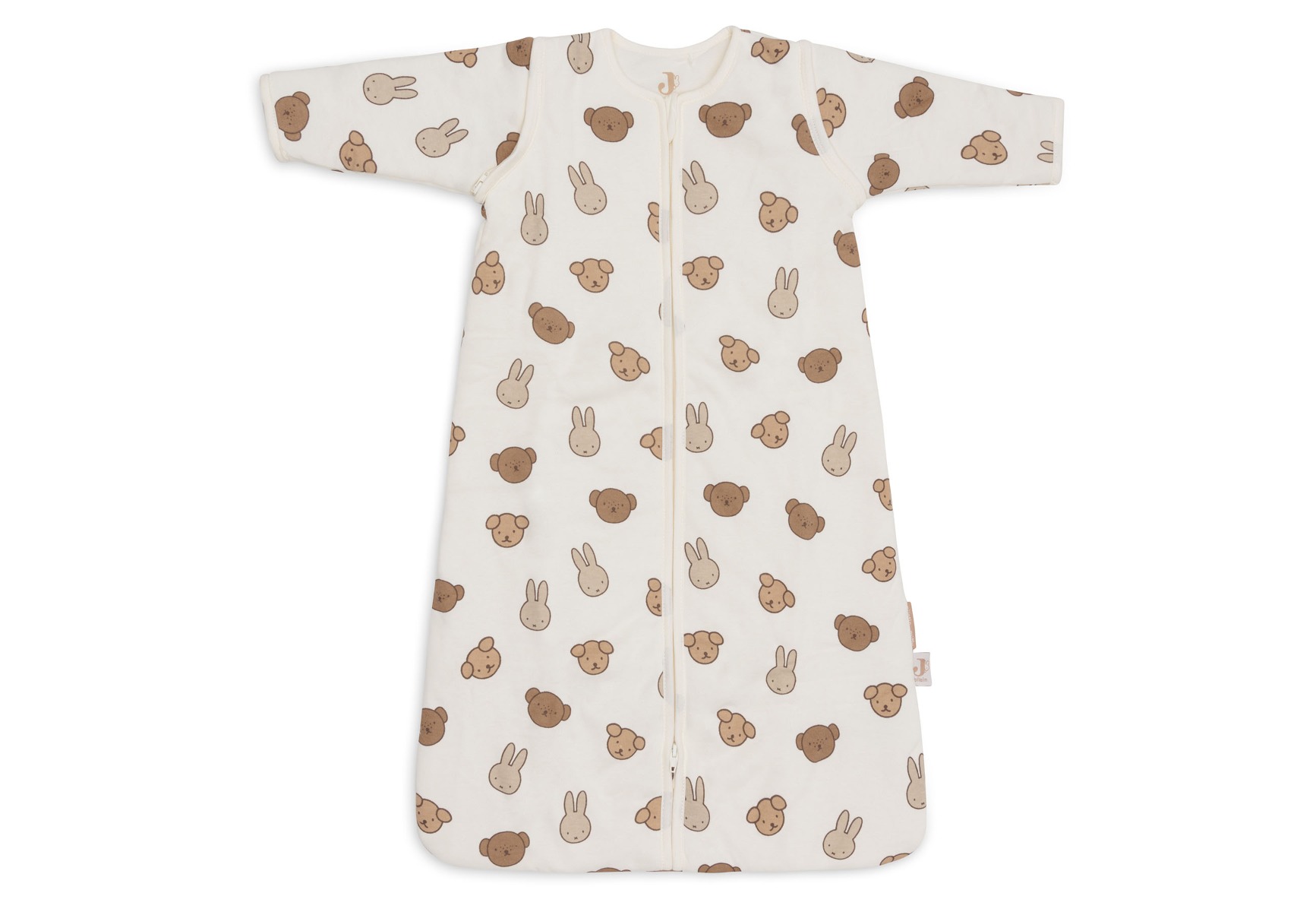 Jollein baby sleeping bag with removable sleeves in Miffy and Friends design for secure, comfortable new baby gifts.