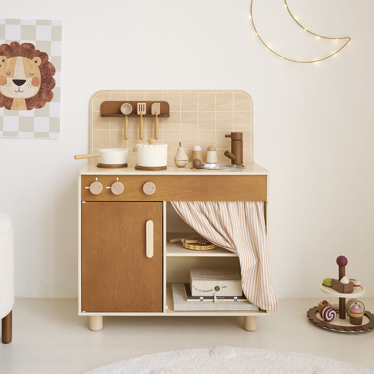 Houten speelkeuken «Noyer» | Met 12-delige accessoires | Walnoot