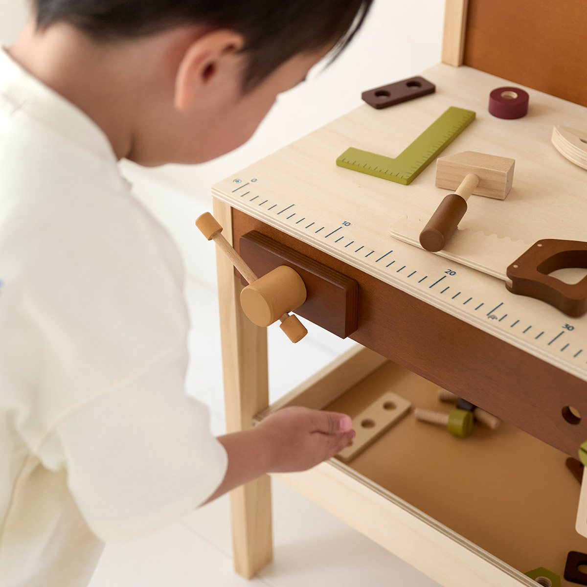 Établi de bricolage «Noyer» | Ensemble d'outils de 34 pièces inclus | Noix