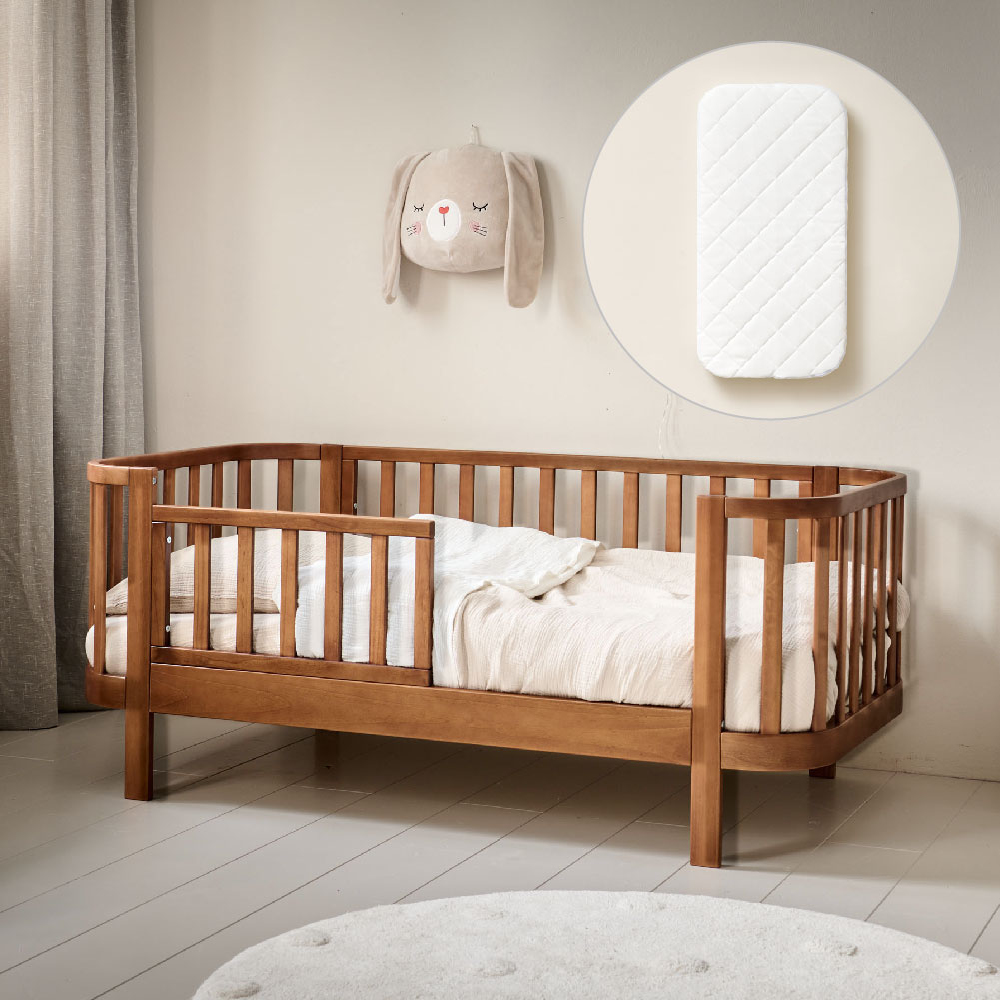 OVAL TODDLER BED «COCOON» | 70 X 140 CM | WALNUT | INCL. MATTRESS