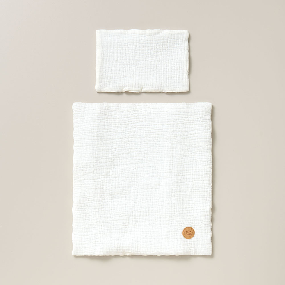 LINGE DE LIT POUR POUPÉE «COLOMBE» — Blanc