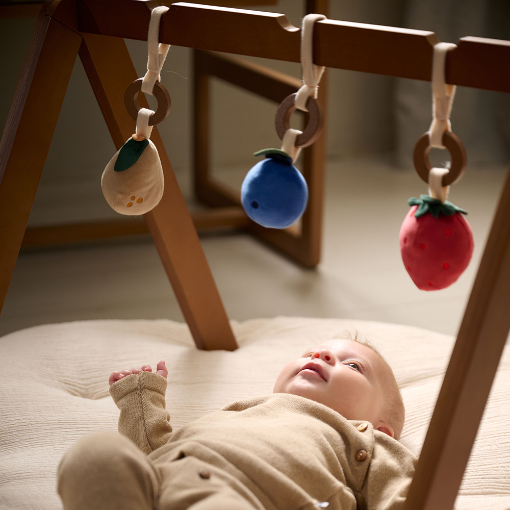 BABY PLAY GYM WOOD WALNUT «FRUIT» | INCL. ACCESSORIES