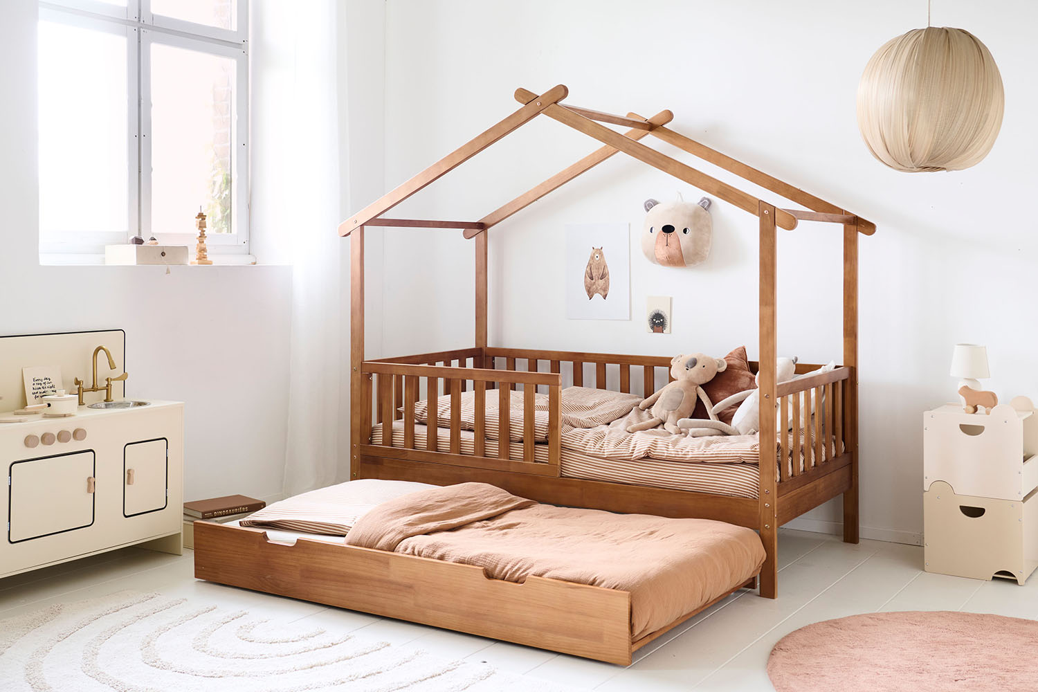 Ausziehbett für Hausbett «Maison» 80 x 160 cm | Walnuss