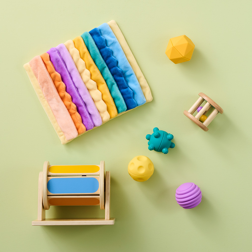 Montessori toy rotation set for 4-6 months with sensory exploration toys