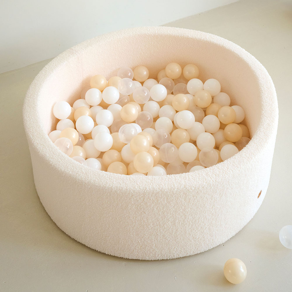 Ballenbak rond 90x30 incl. 200 ballen | Off-white teddy