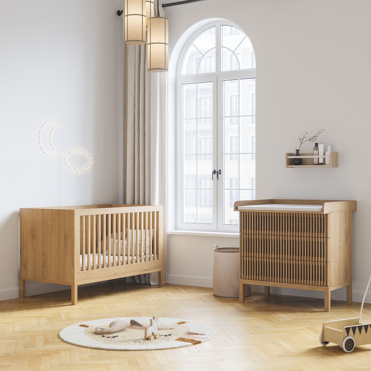 Babyroom «Japandi» 2-piece set | Cot & Baby Changing Table | Natural