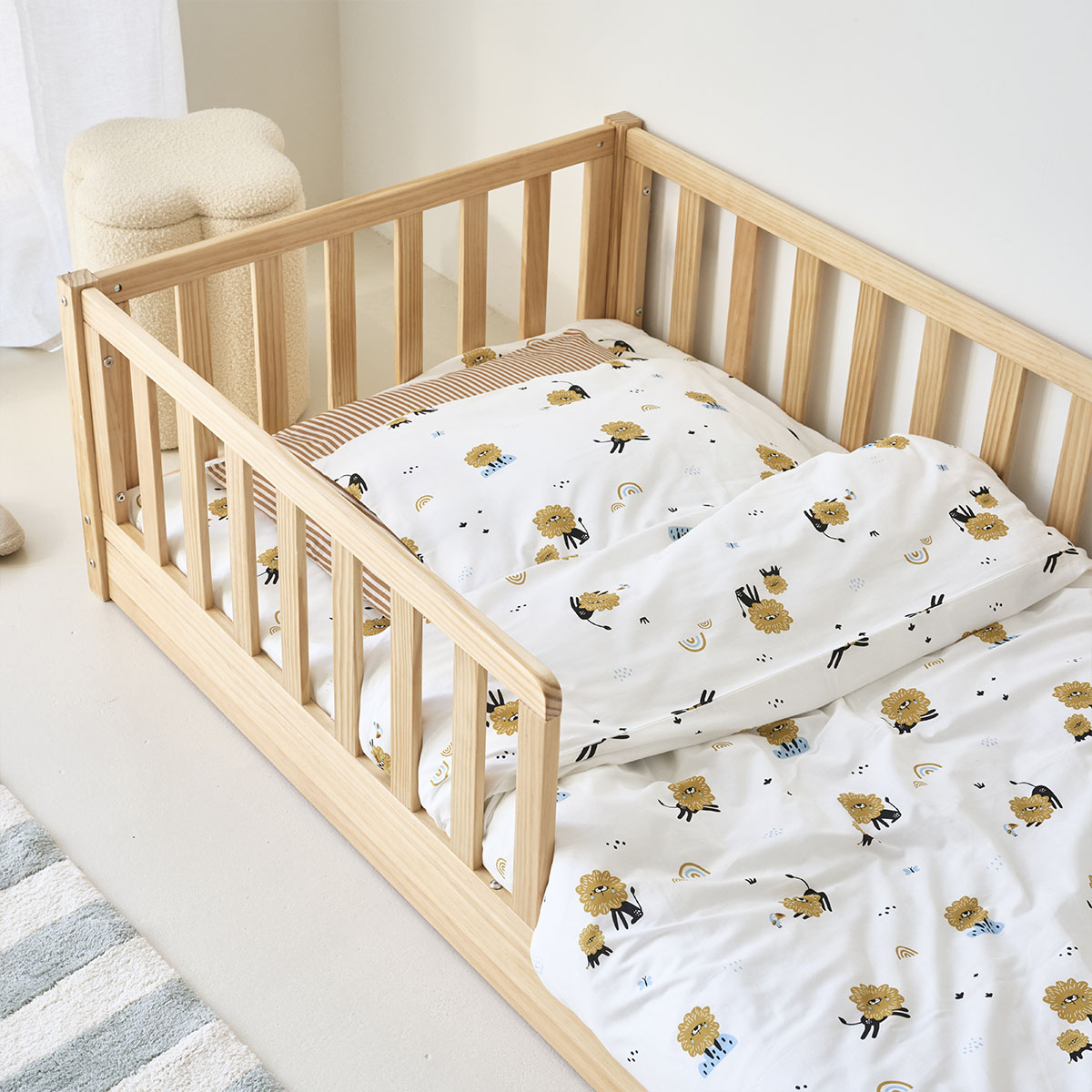 2-in-1 Montessori floor bed and junior bed «Nid» | 80 × 160 cm | Natural