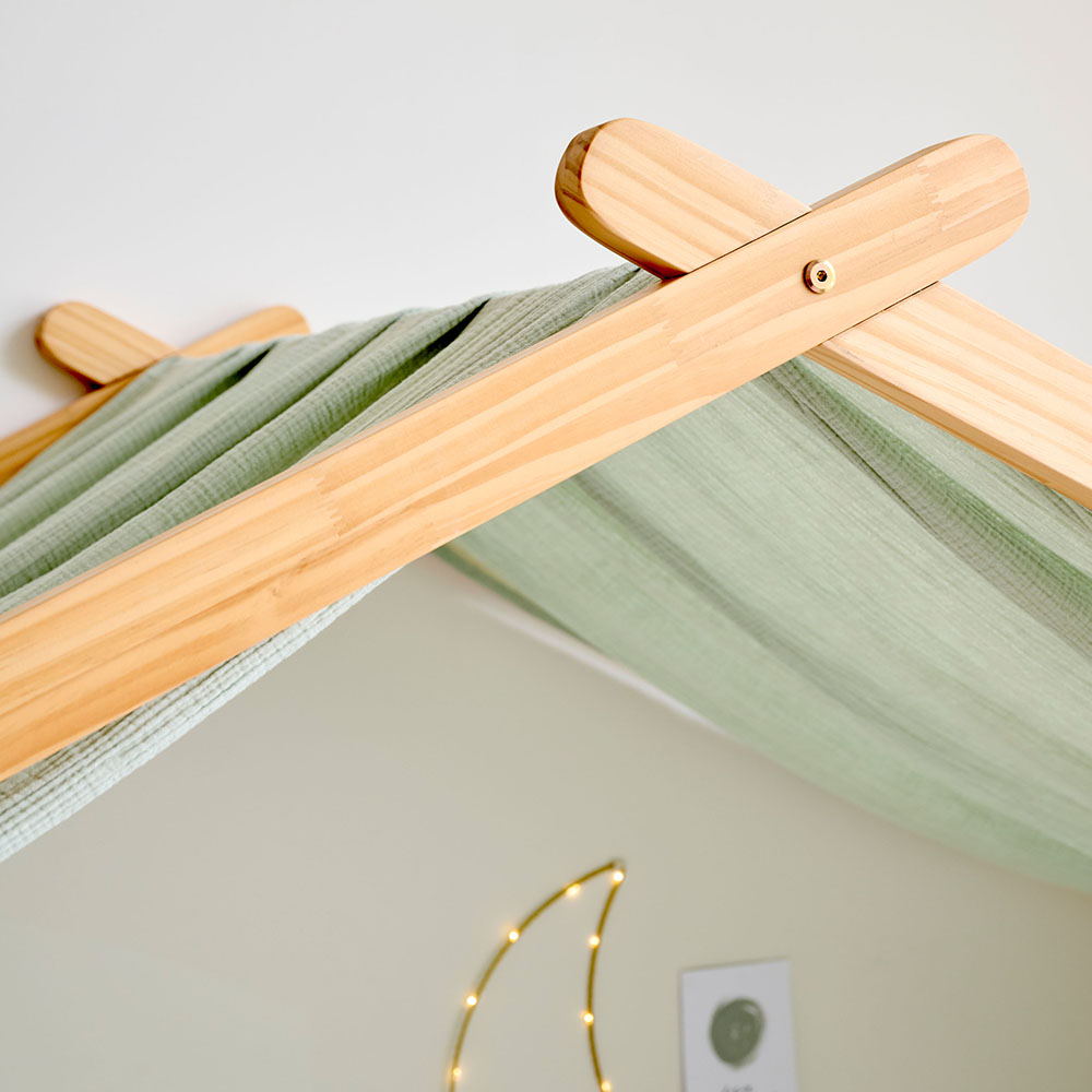 GORDIJN VOOR BEDHUISJE «MAISON» | 80 X 160 CM | MOUSSELINE KATOEN | GROEN