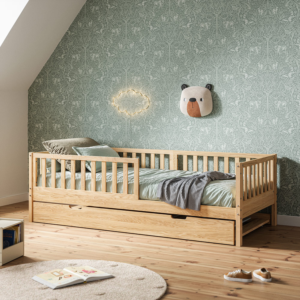 Kinderbett mit Ausziehbett «Plume» | 90×200 cm | Natur