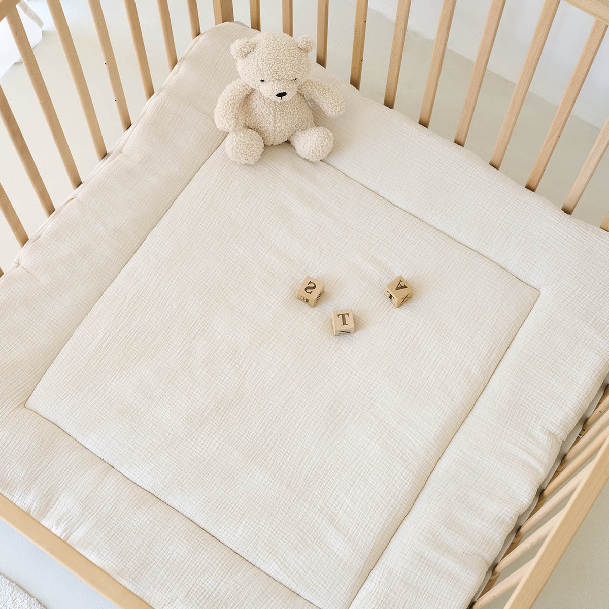 Boxkleed 95 x 95 cm | Biologisch mousseline katoen | Beige