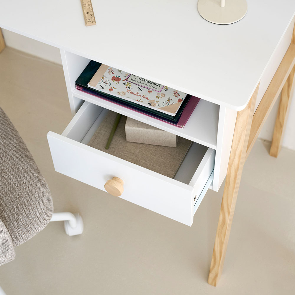 Bureau enfant avec rangement «Cerise» | blanc