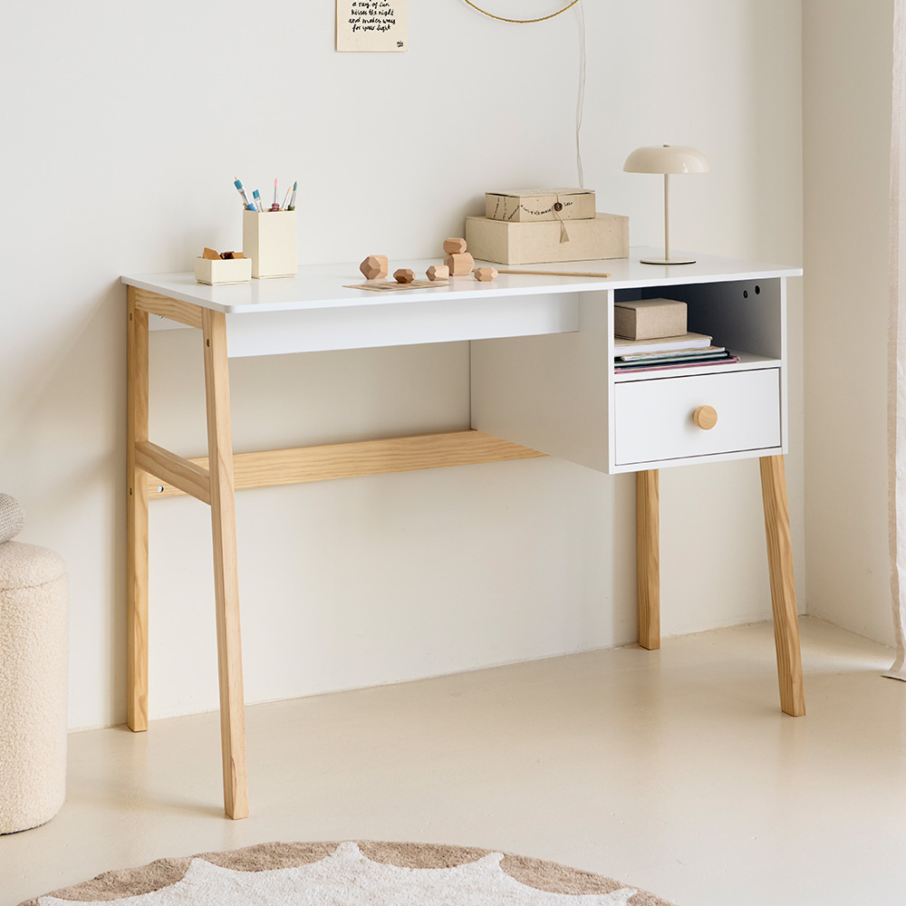 Bureau enfant Cerise blanc pour aménager chambre enfant bureau ergonomique