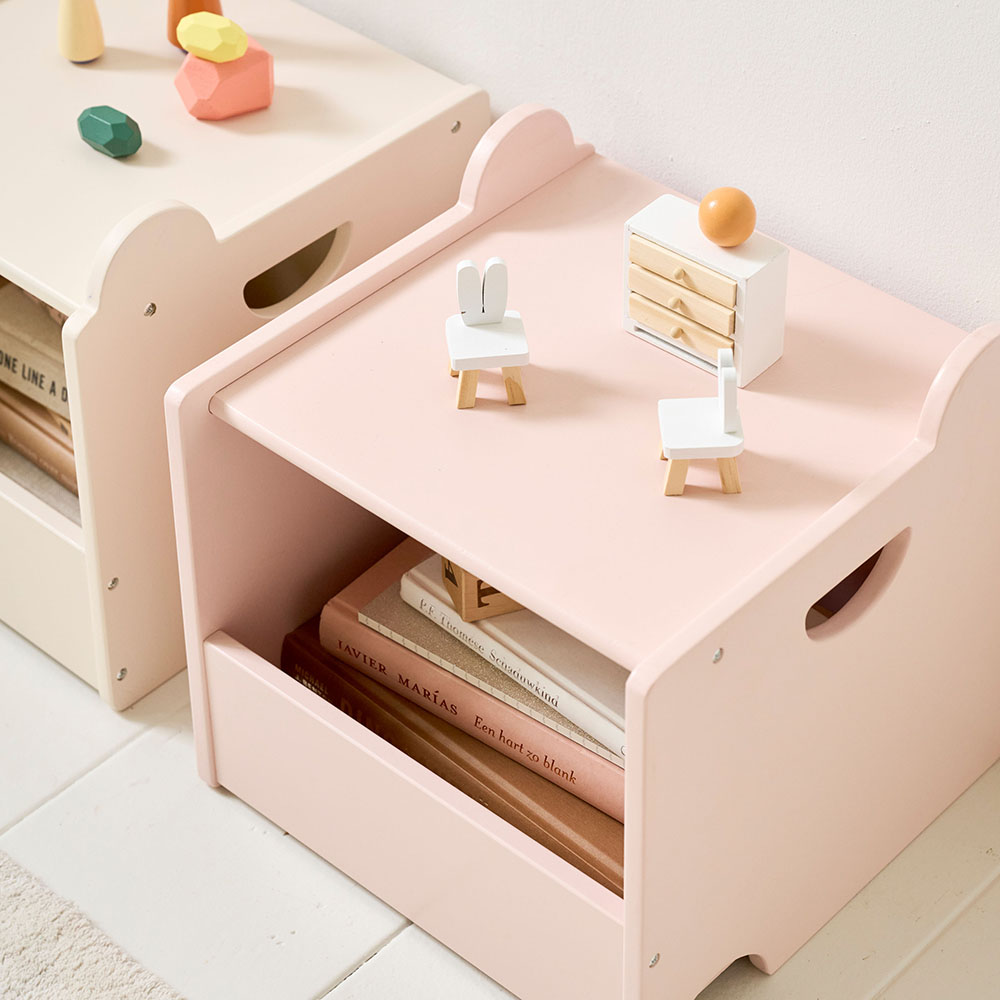 ENSEMBLE DE 2 CAISSES DE RANGEMENT EN BOIS «ARC-EN-CIEL» | ROSE ET BEIGE CLAIR
