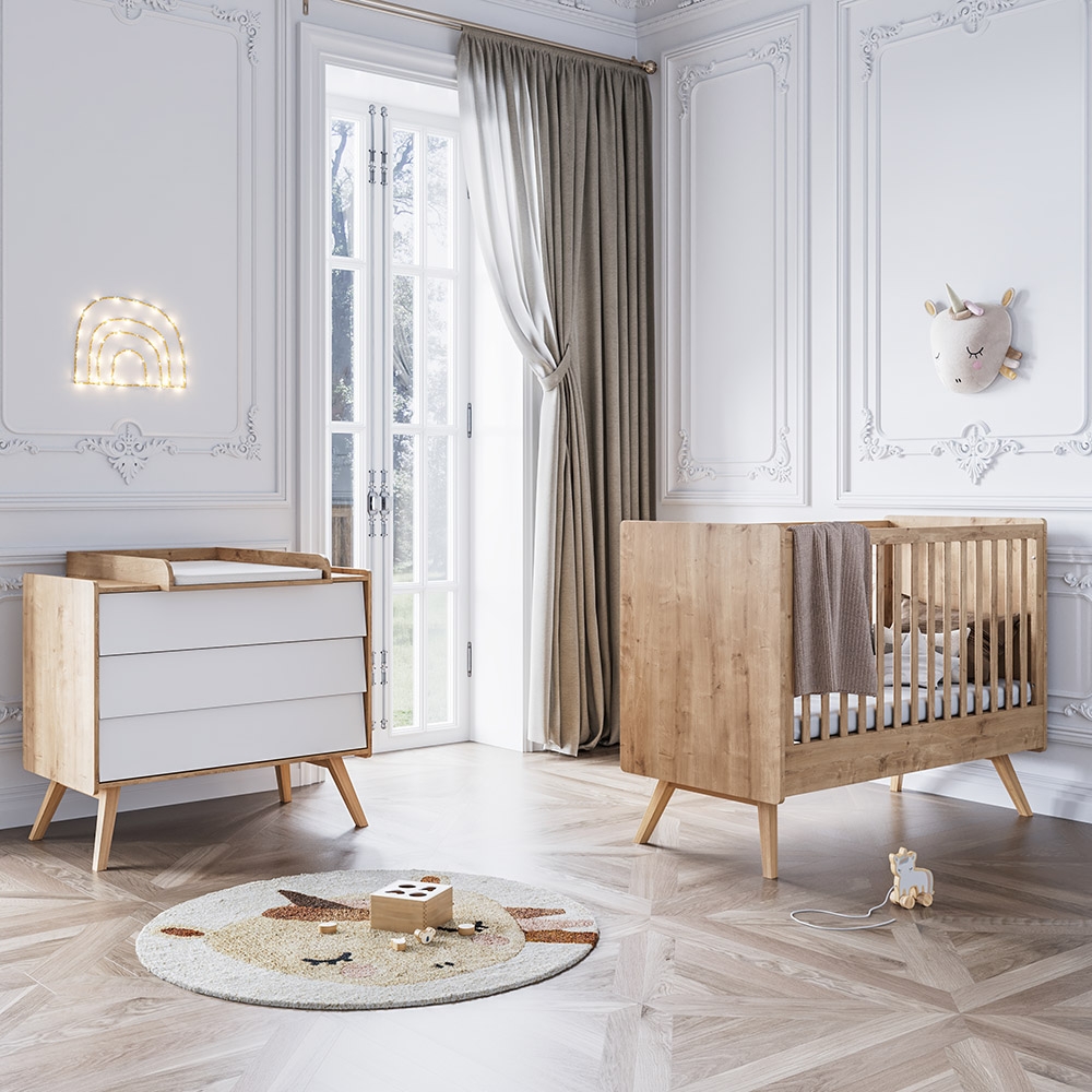 Chambre bébé blanche Milenne avec mobilier coordonné pour une couleur chambre bébé harmonieuse
