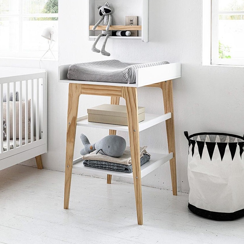 Baby luiertafel / verzorgingstafel «Brise»| Wit & naturel hout