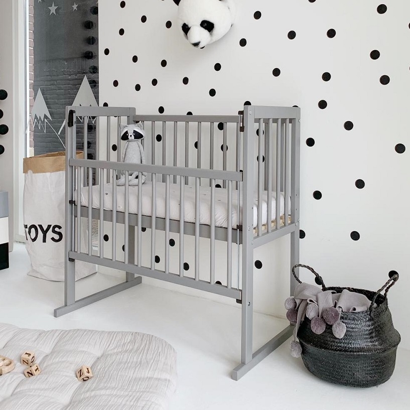 Co sleeper / Aanschuifbedje «Alain» |  90x40cm inclusief premium koudschuimmatras | Grijs
