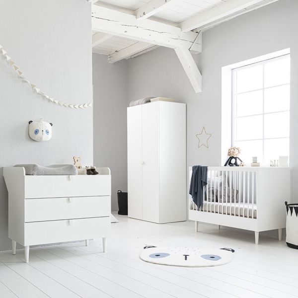 3-delige babykamer ledikant commode kast wit hout van Petite Amélie