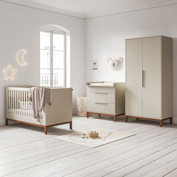 DOORGROEI BABYKAMER «SOIE» 3-DELIG | MEEGROEIBED, COMMODE EN KAST
