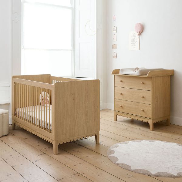 DOORGROEI BABYKAMER «CANNELLE» 2-DELIG | MEEGROEIBED EN COMMODE 