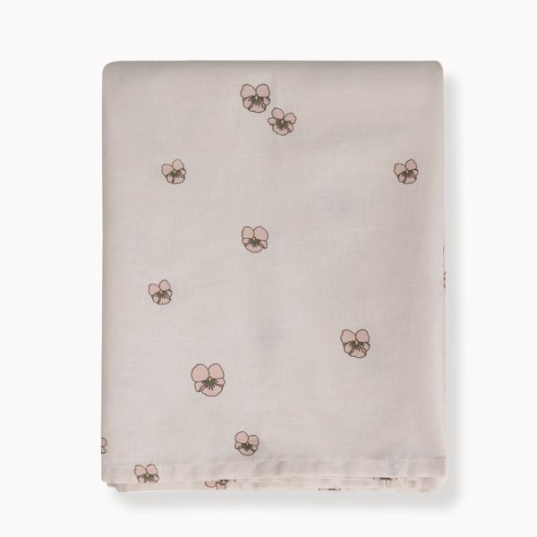 Babylakentje van 100x140 cm van katoen in beige met roze bloemen van Petite Amélie
