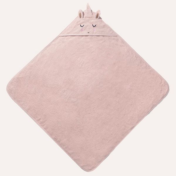 BABY BADCAPE EENHOORN «LARA»| 75 X 75 CM | LICHT ROZE