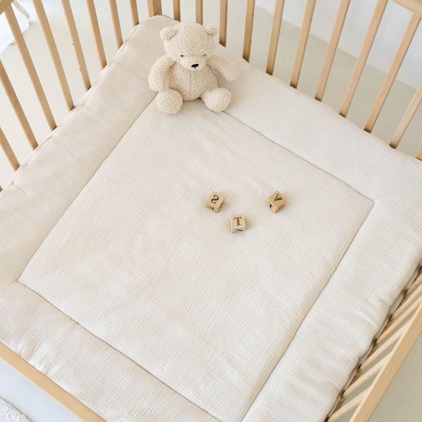BOXKLEED 95 X 95 CM | BIOLOGISCH MOUSSELINE KATOEN | BEIGE