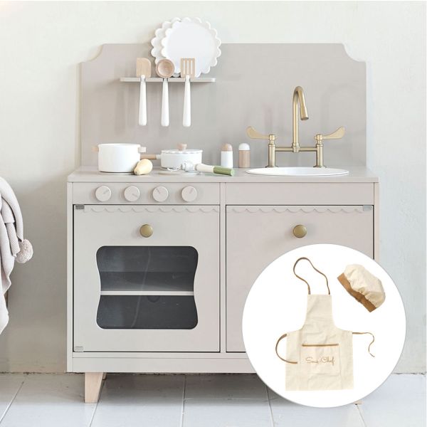 Combi Set Speelkeuken met schor en koksmuts van Petite Amélie