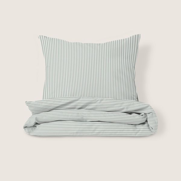 DEKBEDOVERTREKSET 140 X 200 CM «STRIPED» | OFF WHITE EN GROEN