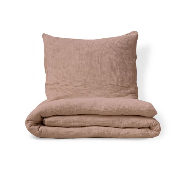 Dekbedovertrek van 120x150 cm in roze van mousseline biologisch katoen van Petite Amélie 
