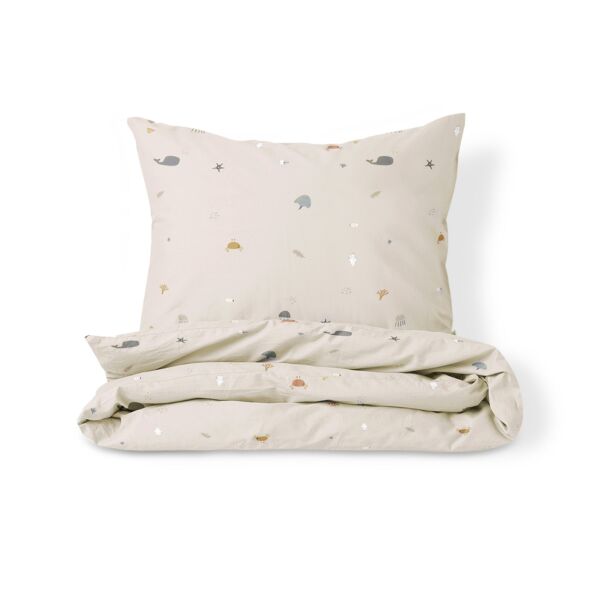 DEKBEDOVERTREKSET 140x200 «SEA LIFE» | BEIGE-ZAND