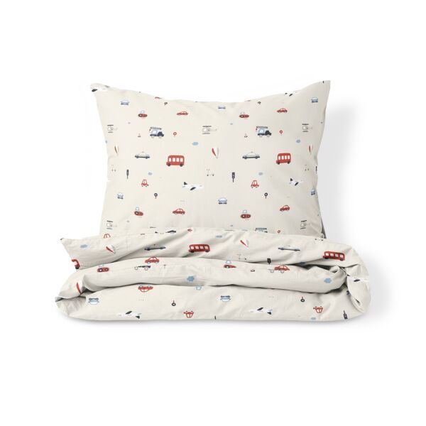 DEKBEDOVERTREKSET 140 X 200 CM «VEHICLES» | BEIGE
