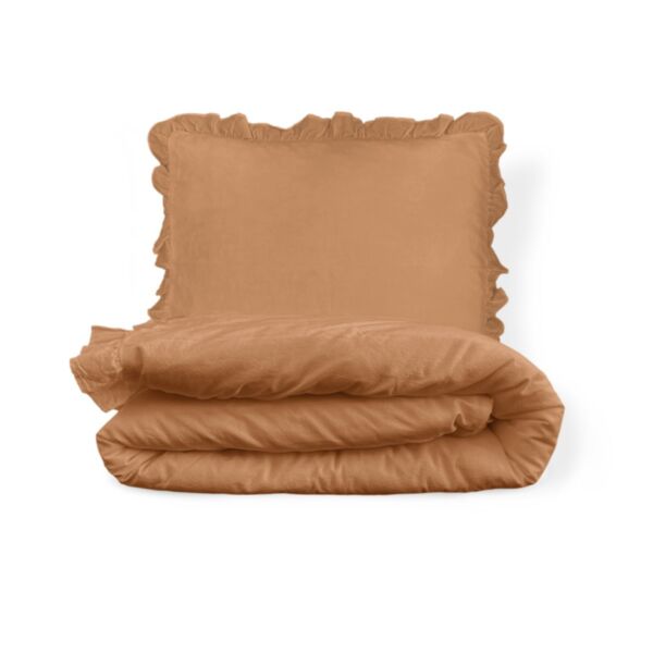 Dekbedovertrekset met ruffles «Colette» | 140 x 200 cm | Caramel