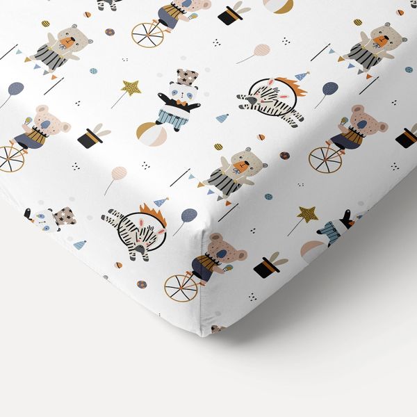 hoeslaken peuterbed 140x70 organic cotton wit circusprint Petite Amélie kopie 2 