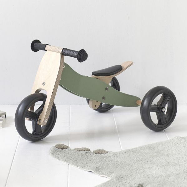 houten loopfiets 1 jaar groen driewieler fiets 4 in 1 loopfiets Petite Amélie