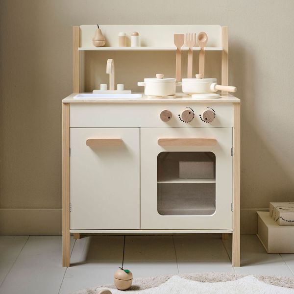 Houten speelkeuken «Chantilly» | Inclusief 10 accessoires | Beige