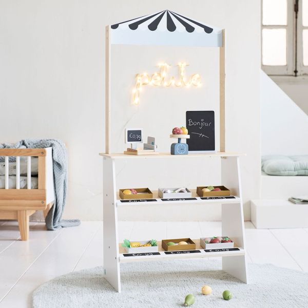 houten speelwinkel blauw fruit groenten Petite Amélie