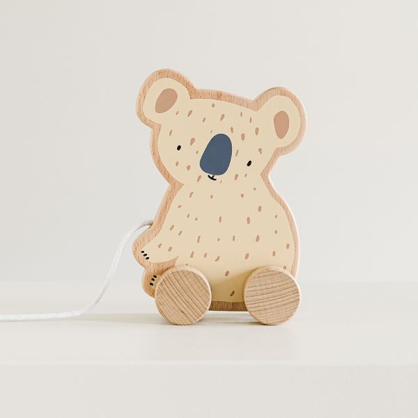 Speelgoed houten trekdier | Koala "Bao" van Petite Amélie in de kleur naturel hout