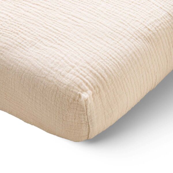 Hoeslaken 70x140 cm van mousseline | 100% biologisch katoen | Beige