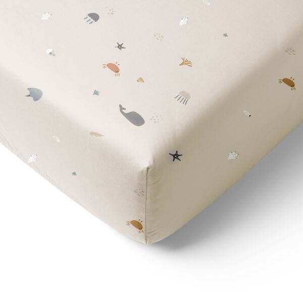 PEUTERBED HOESLAKEN 70x140 CM «SEA LIFE» | BEIGE-ZAND