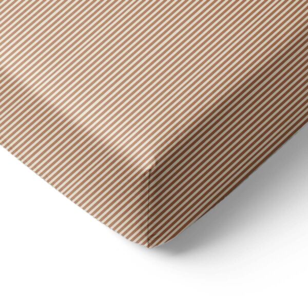 JUNIORBED HOESLAKEN 80 X 160 CM «STRIPED» | BEIGE EN CARAMEL