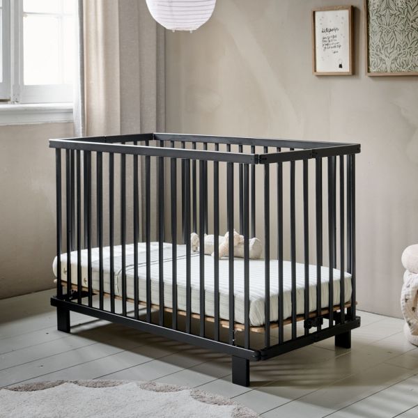 inklapbaar ledikant baby bed 60x120 verstelbaar hout zwart Petite Amélie