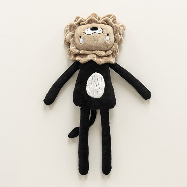 Knuffel leeuw 50 cm zwart bruin van Petite Amélie Knuffel leeuw 50 cm zwart bruin van Petite Amélie