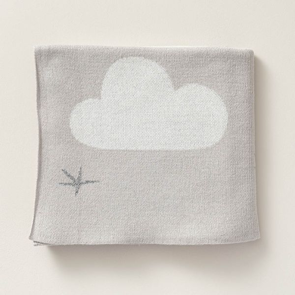 Ledikantdeken grijs met wolkjes 100x150 | Petite Amélie