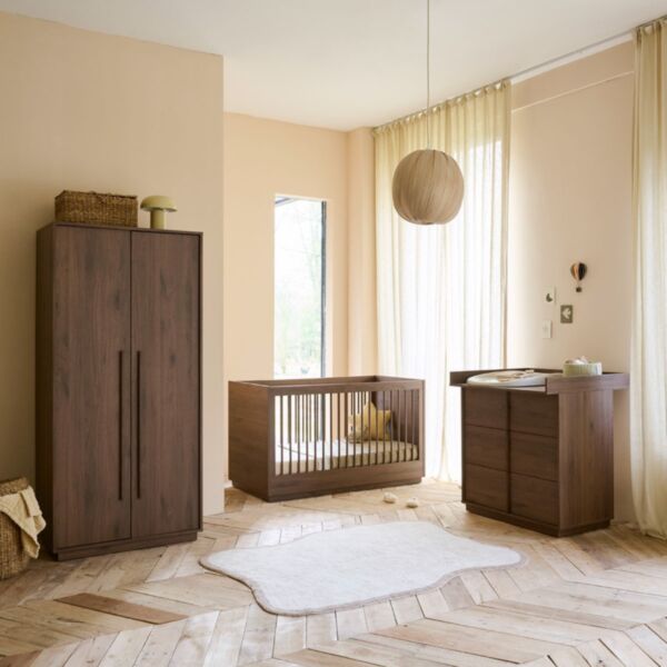 Doorgroei babykamer «Noma» 3-delig | Meegroeibed, commode en kast | Cocoa