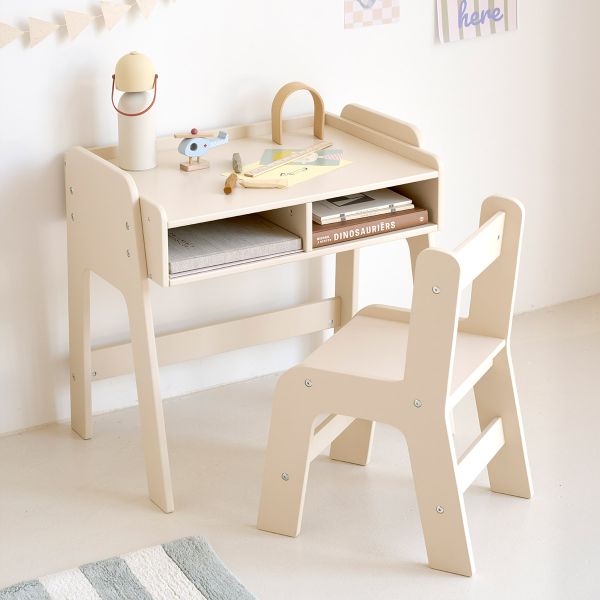 Kinderbureau en stoel «Lune» | Beige