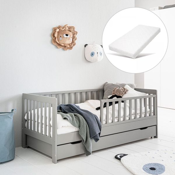 plume bundle bed met matras 70x140 grijs van Petite Amélie