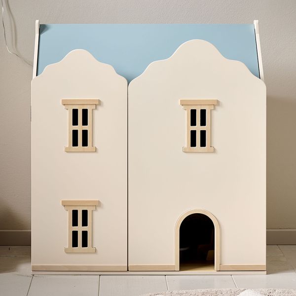 HOUTEN POPPENHUIS «ANNIE» | BEIGE EN BLAUW