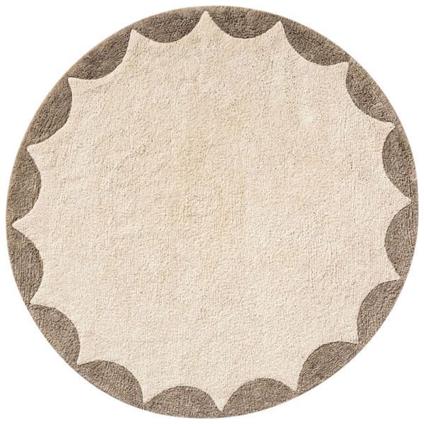 Rond vloerkleed naturel beige, off white en taupe voor meisjeskamer Petite Amélie