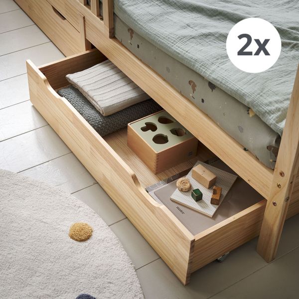 SET VAN 2 OPBERGLADES VOOR BEDHUISJES, KINDERBEDDEN EN STAPELBEDDEN (90 X 200 CM) | NATUREL