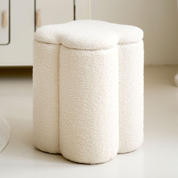 Opbergpoef «Fleur» | Beige